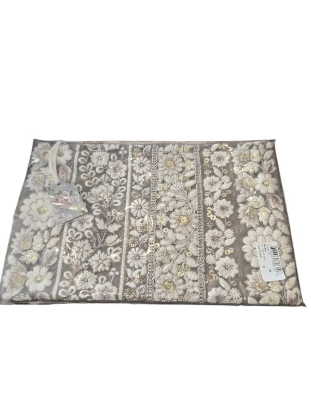 April Cornell Bel Canto Embroidered Mocha Pouch NWT